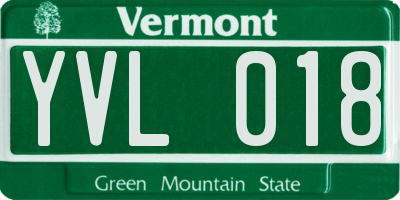 VT license plate YVL018
