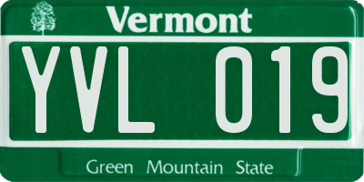 VT license plate YVL019