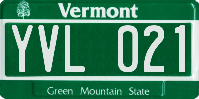 VT license plate YVL021