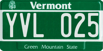 VT license plate YVL025