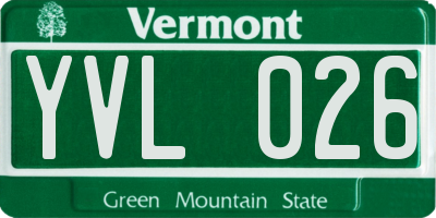 VT license plate YVL026