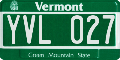 VT license plate YVL027