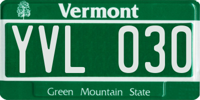 VT license plate YVL030