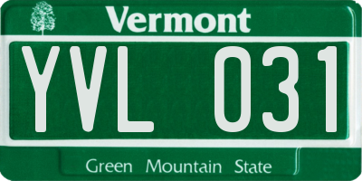 VT license plate YVL031