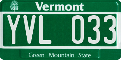 VT license plate YVL033