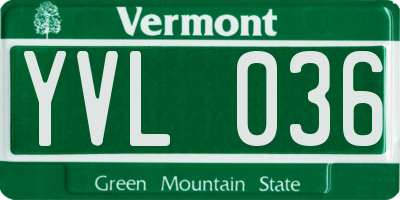 VT license plate YVL036