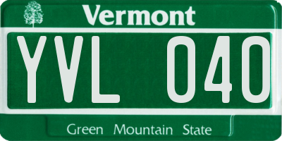 VT license plate YVL040