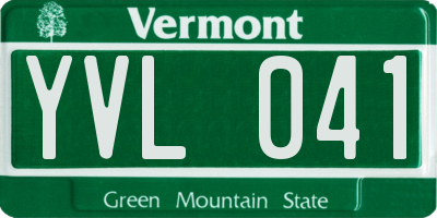 VT license plate YVL041