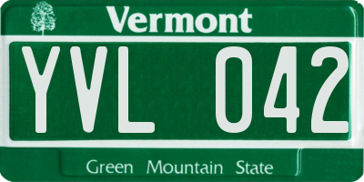 VT license plate YVL042