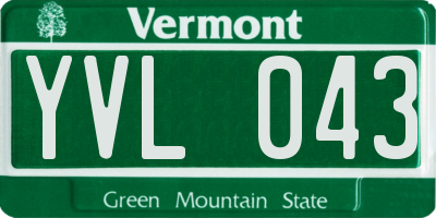 VT license plate YVL043