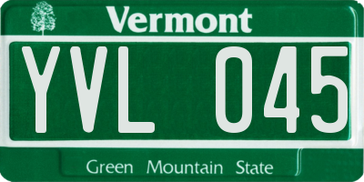 VT license plate YVL045