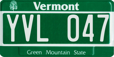 VT license plate YVL047