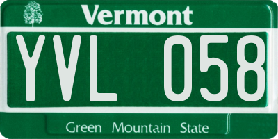 VT license plate YVL058