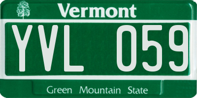 VT license plate YVL059