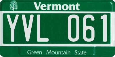 VT license plate YVL061