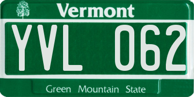 VT license plate YVL062