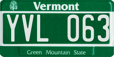 VT license plate YVL063
