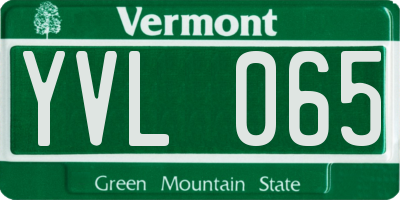 VT license plate YVL065