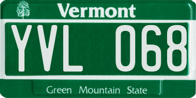 VT license plate YVL068
