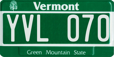 VT license plate YVL070