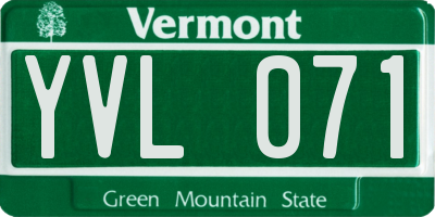 VT license plate YVL071