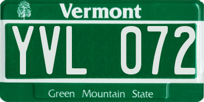 VT license plate YVL072