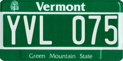VT license plate YVL075