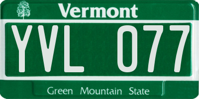 VT license plate YVL077