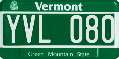 VT license plate YVL080
