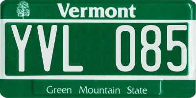 VT license plate YVL085