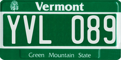 VT license plate YVL089