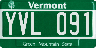 VT license plate YVL091