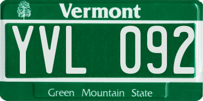 VT license plate YVL092