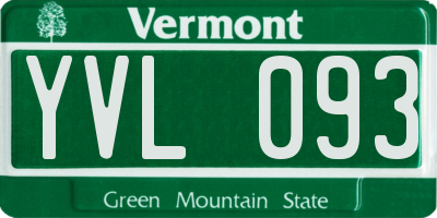 VT license plate YVL093
