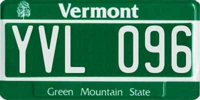 VT license plate YVL096