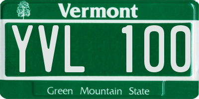 VT license plate YVL100