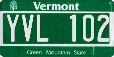 VT license plate YVL102