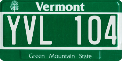 VT license plate YVL104
