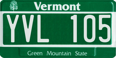 VT license plate YVL105