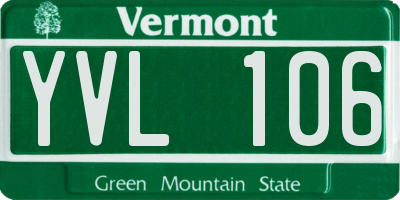 VT license plate YVL106