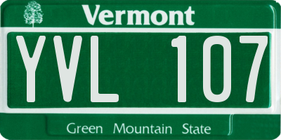 VT license plate YVL107