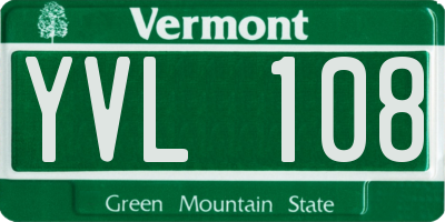 VT license plate YVL108