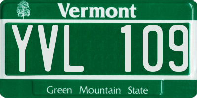 VT license plate YVL109