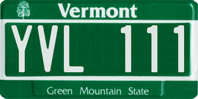 VT license plate YVL111