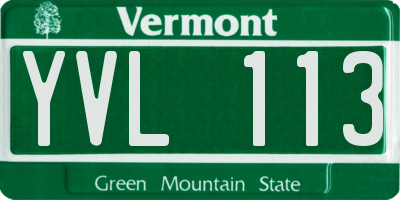 VT license plate YVL113