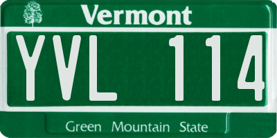 VT license plate YVL114