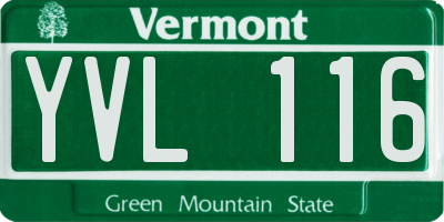VT license plate YVL116