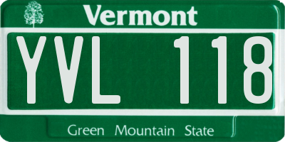 VT license plate YVL118
