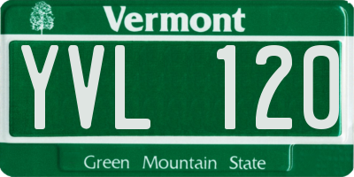 VT license plate YVL120