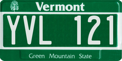 VT license plate YVL121